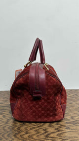 CELINE Macadam Suede Small Boston Bag