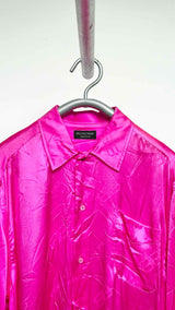 Balenciaga L/S Fuchsia Silk Creased-effect Shirt