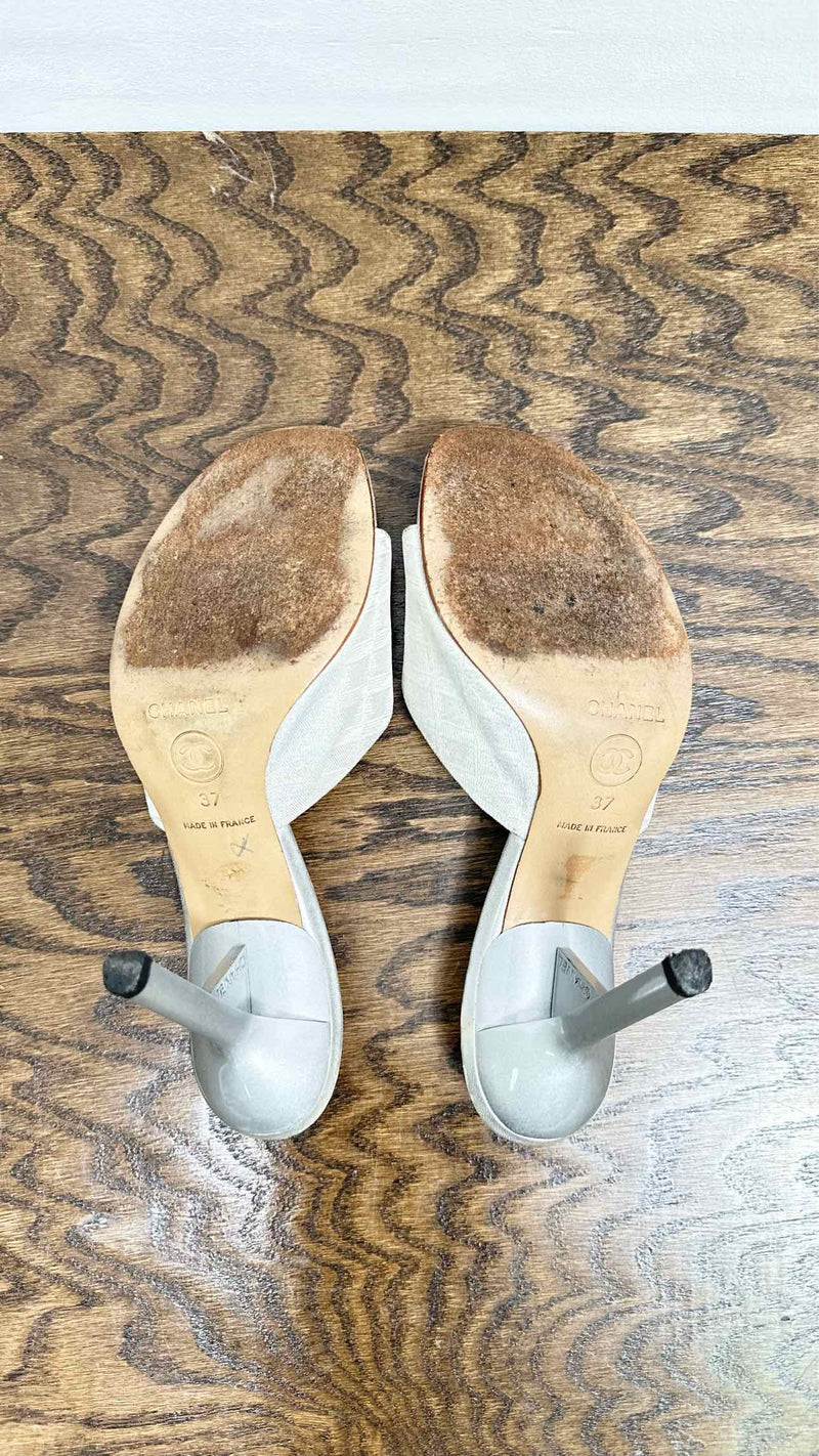 Chanel Jacquard Logo Heel Sandals