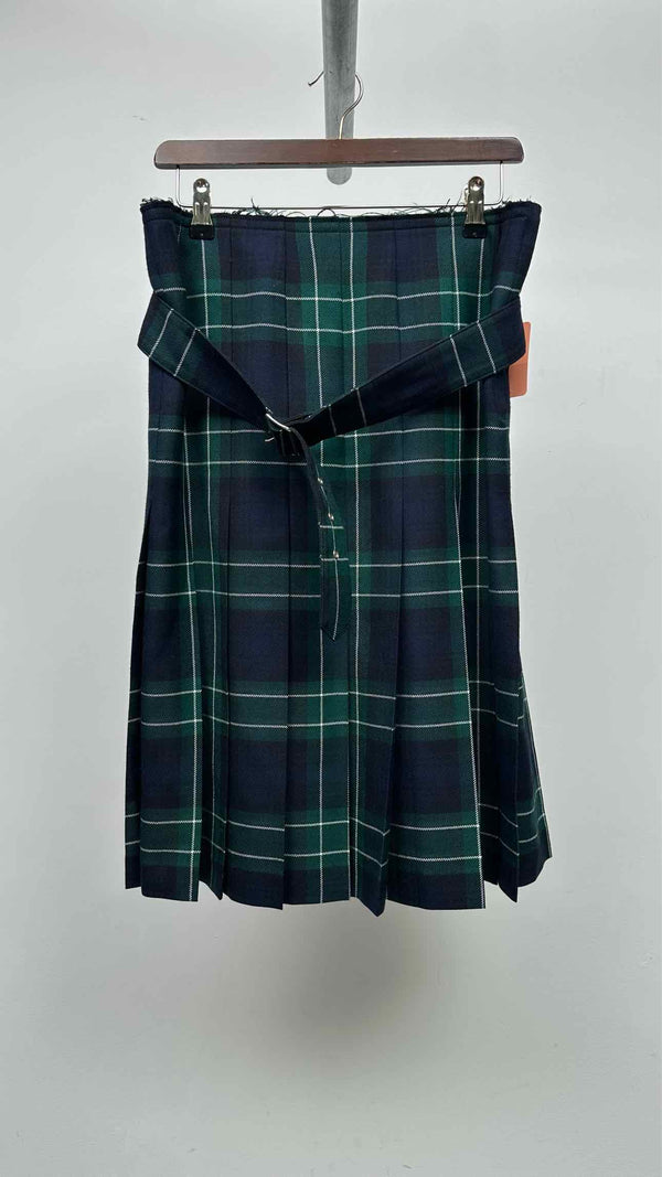 Black Comme Des GarÃ§ons Belted Pleated Check Skirt