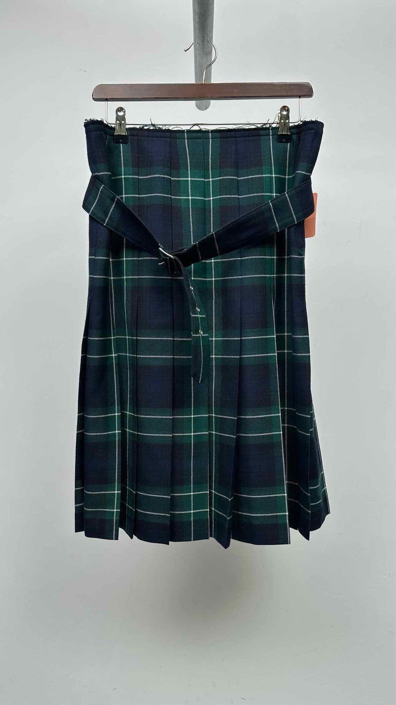 Black Comme Des GarÃ§ons Belted Pleated Check Skirt
