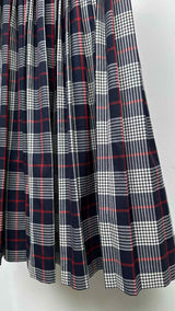 Thom Browne Hairline Plaid Pleated Midi Skirt