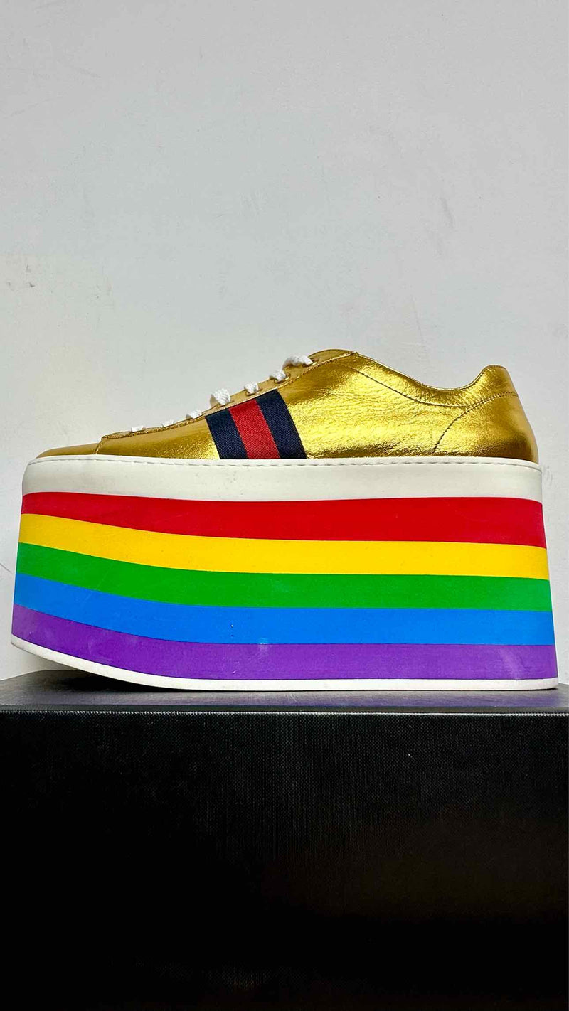 Gucci Peggy Rainbow Platform Sneakers