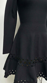 Alaia L/S Laser-cut Skater Dress