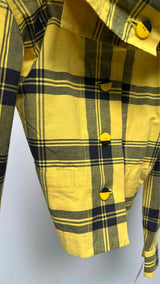 Issey Miyake Off-shoulder Stopped Layered Plaid Shirt