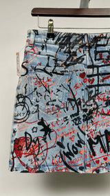 Burberry Graffiti Denim Mini Skirt