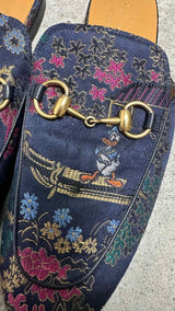Gucci X Disney Jacquard Donald Duck Princetown Horsebit Slippers