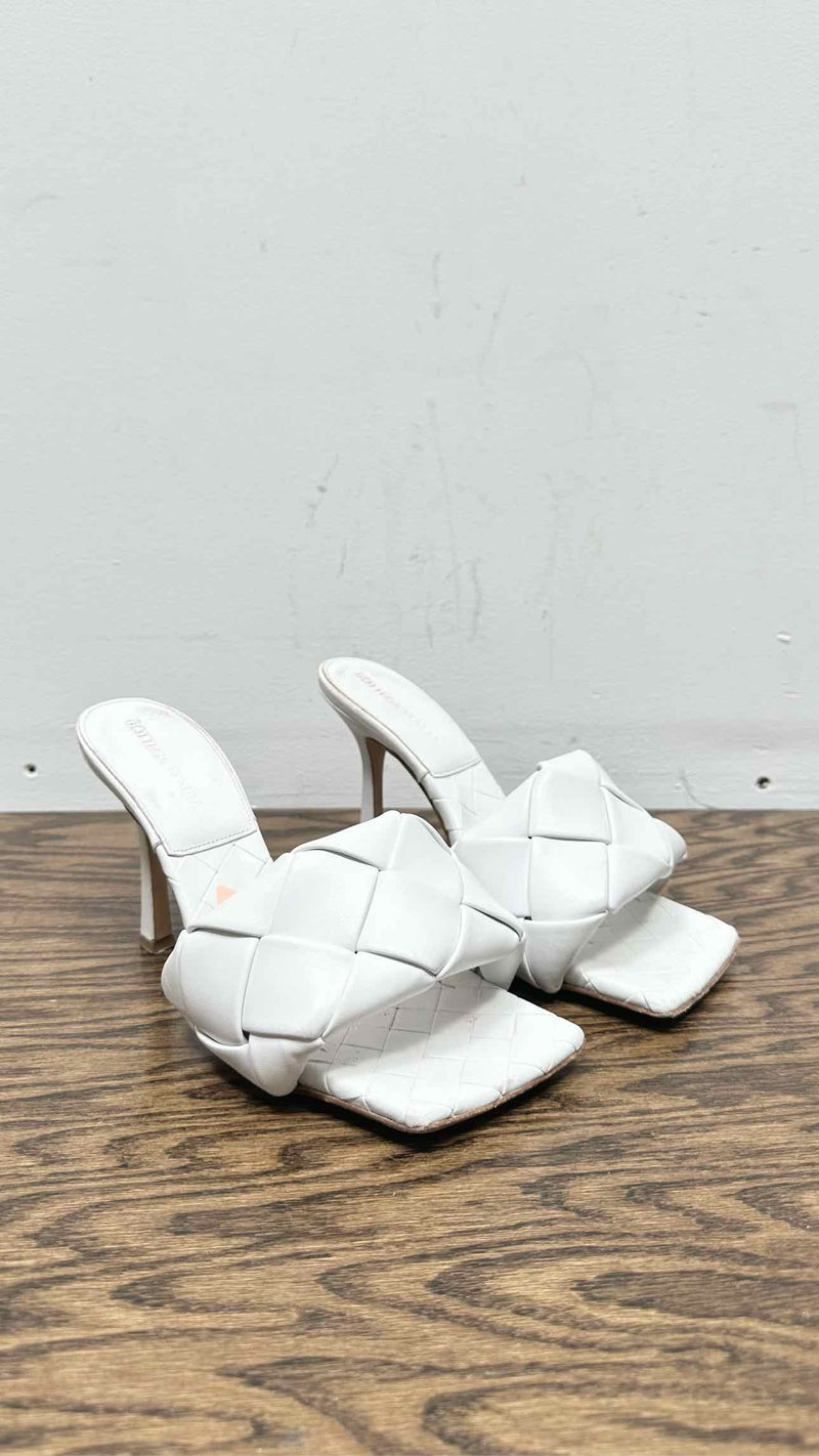 Bottega Veneta Lido Intrecciato Leather Heel Sandals