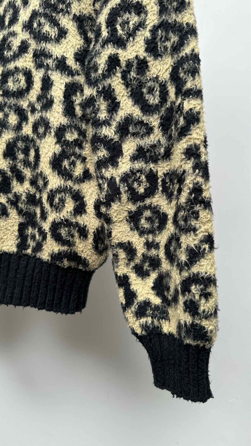CELINE Inside-out V-neck Leopard Sweater