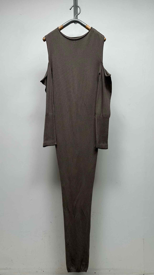 Rick Owens L/S Bottom-slit Shoulder Cut-out Dress