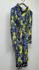 Balenciaga L/S Hybrid Multi-floral Pleated Dress