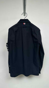 Thom Browne 4-bars Zip-up Moleskin Shirt