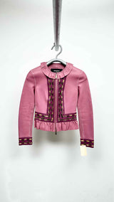 Dsquared2 Ruffle-detailed Bow-embroidered Leather Jacket