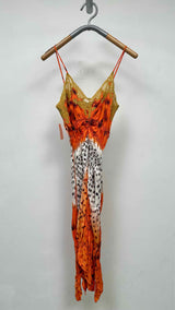 Jean Paul Gaultier N/S Ruched Side-color Printed Dress