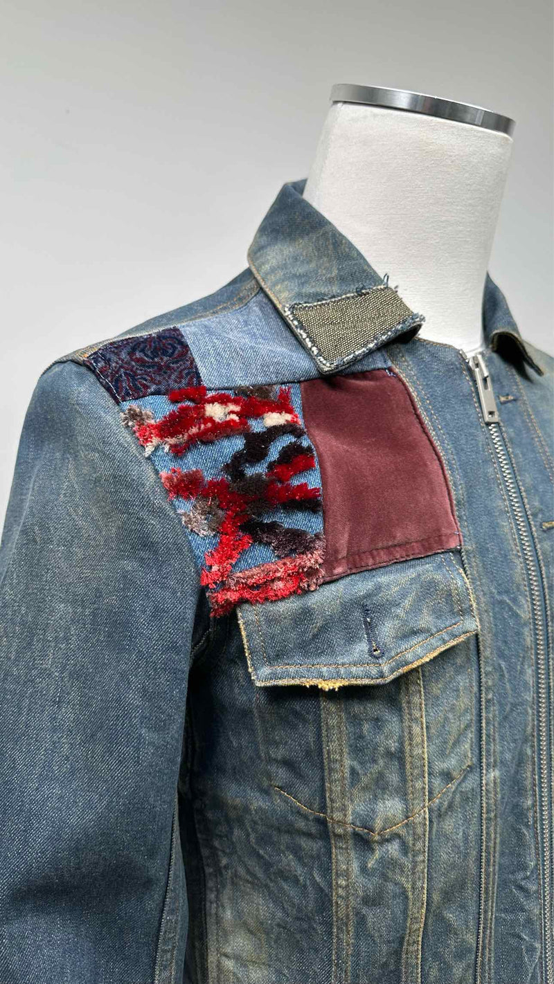 Margiela Zip-up Patched Denim Jacket