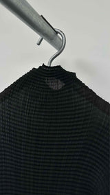 Issey Miyake L/S High-neck Pleated Top