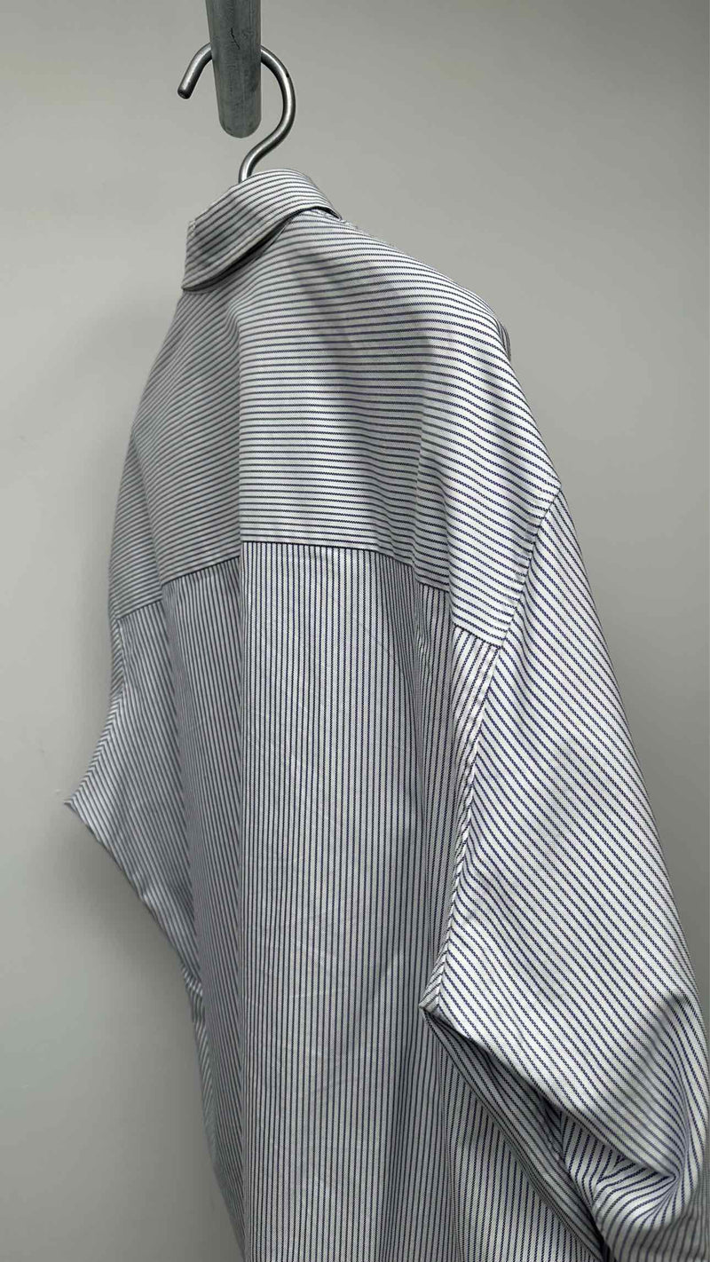 Victoria Beckham L/S Oversized Initial Stripe Embroidered Shirt
