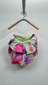 Dries Van Noten N/S Water Color Print Ruffle Tube Top