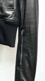 Rick Owens Rib-waist Cropped Leather Bomber Jacket