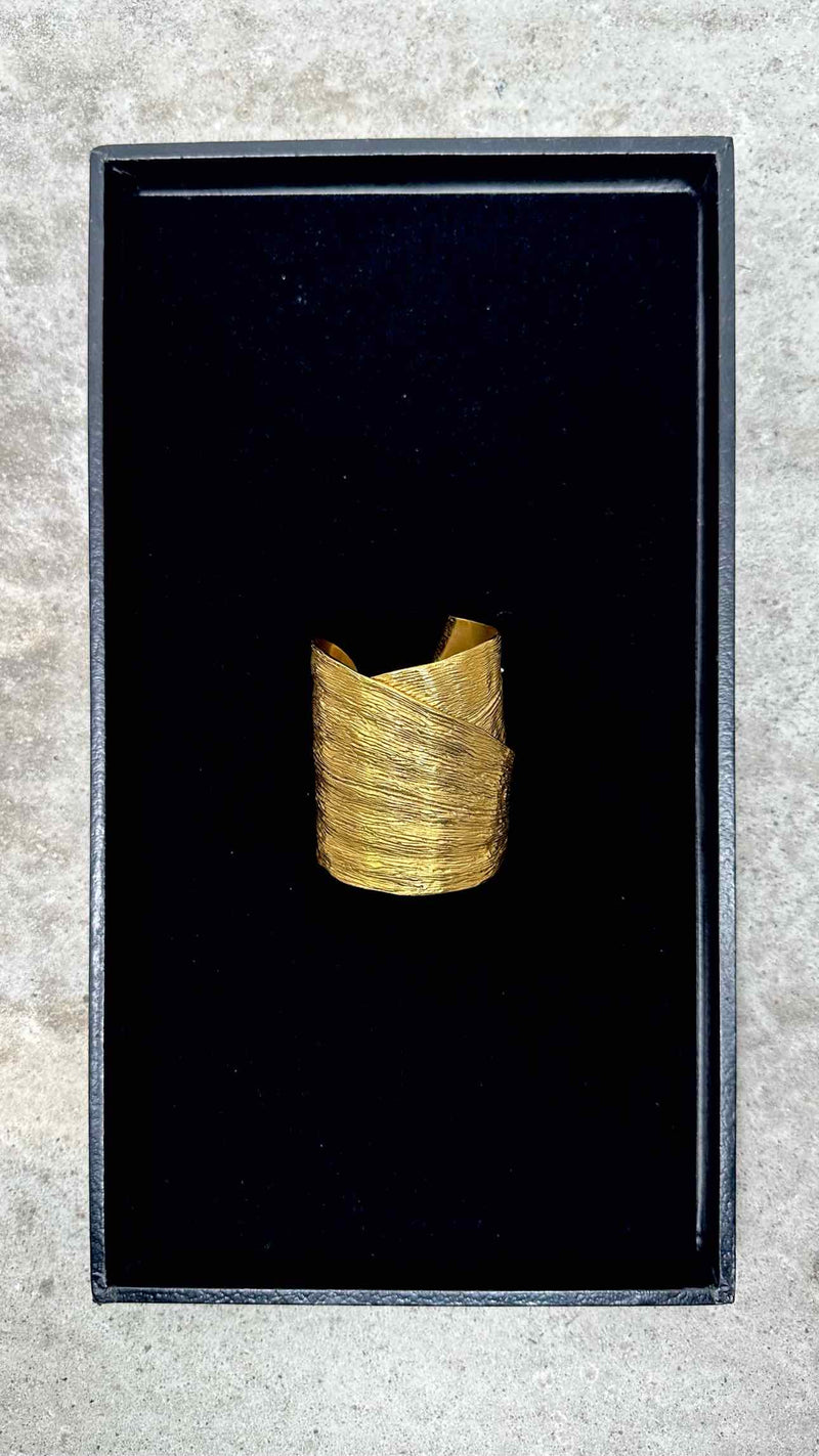 Saint Laurent Leaf Chunky Cuff Brass Bracelet