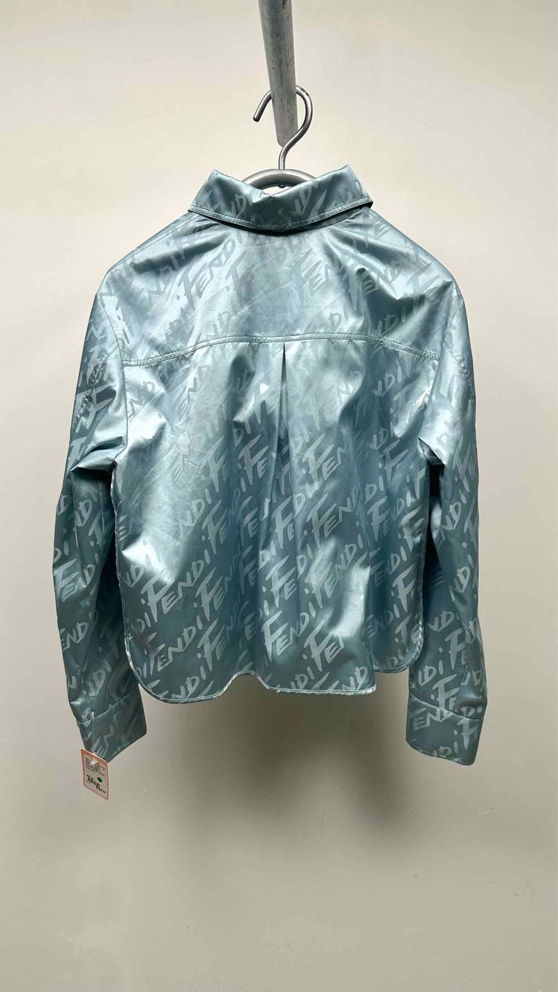 Fendi Jacquard-collar Logo Satin Shirt Jacket