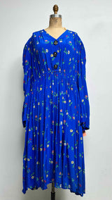 Balenciaga L/S Oversized Floral Silk Dress