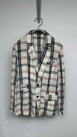 Y's for men Crinkled Plaid Printed Blazer Jacket