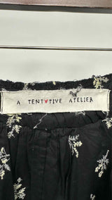 A Tentative Atelier Sheer Floral Over-dye Wrap Garnet Skirt