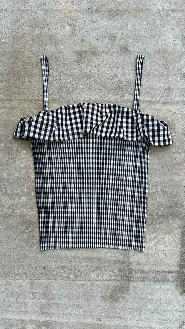 Pleats Please N/S Check Pleated Top