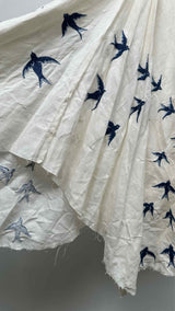 JW Anderson Swallow-embroidered Linen Assymetrical Skirt
