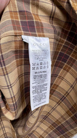Gucci Leather Logo Oversized Plaid Shirt
