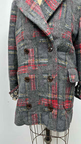 Vaquera Double-brest Tartan-check Studded Hem Oversized Coat