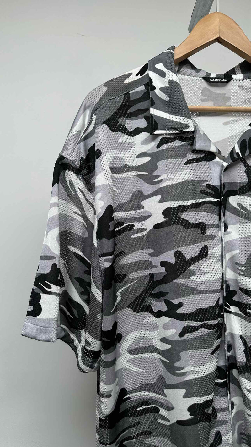Balenciaga S/S Oversized Camo Mesh Shirt