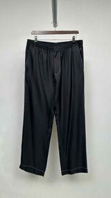PRADA Drawstring-waist Stitched Silk Pants