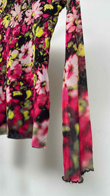 Jean Paul Gaultier L/S Acid-floral Mesh Top