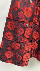 Comme Des Garcons Rose-jacquard Tiered Snap-detailed Skirt
