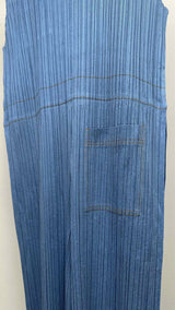 Pleats Please N/S "Cotton Denim" Pleated Jump Suits