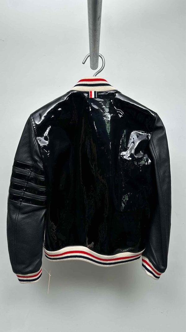 Thom Browne 4-bar 4-bar Patent-body Leather Bomber Jacket