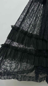 Tao Comme Des GarÃ§ons Lace Ruffle Apron Over Skirt