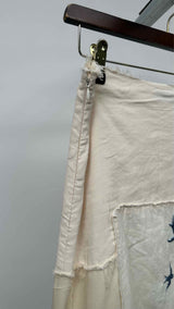 JW Anderson Swallow-embroidered Linen Assymetrical Skirt