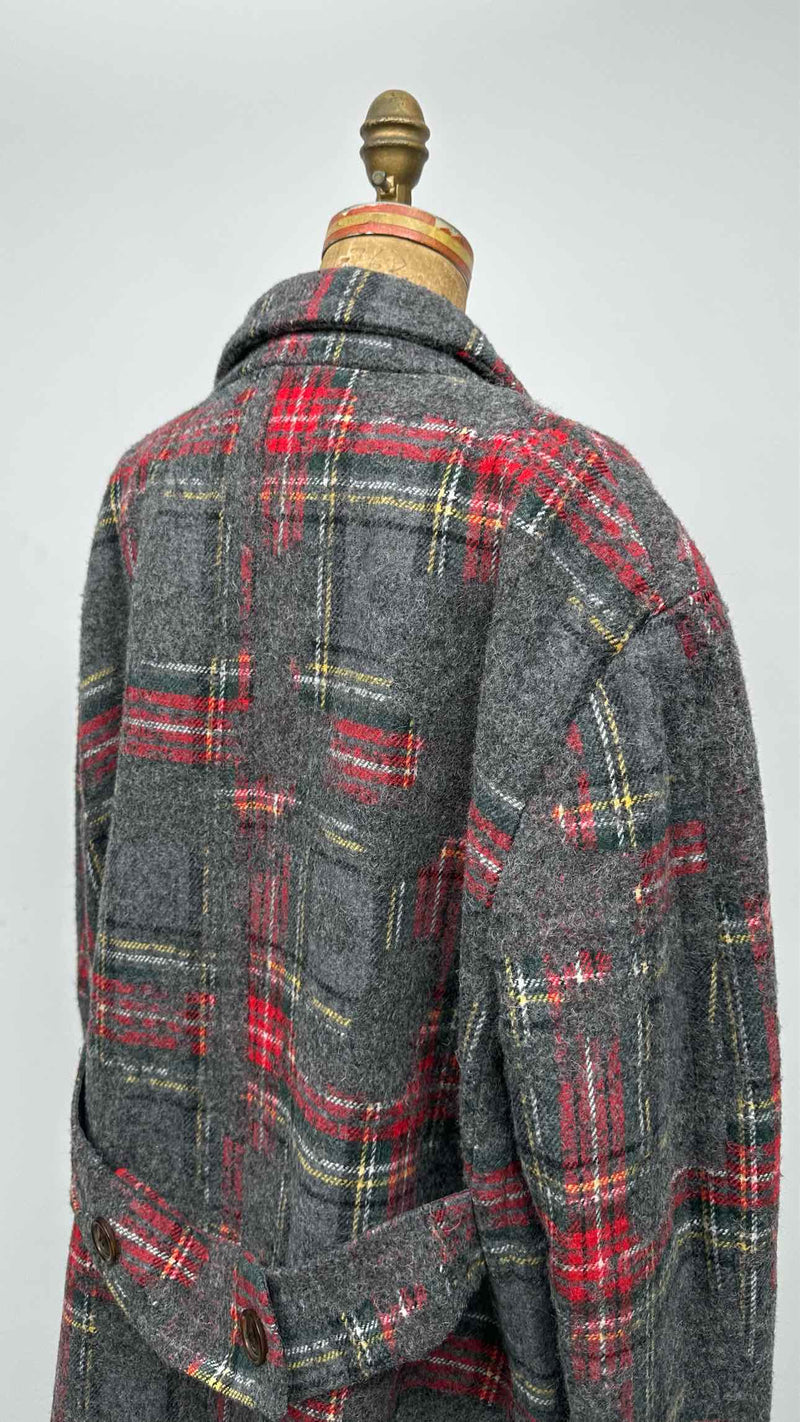 Vaquera Double-brest Tartan-check Studded Hem Oversized Coat