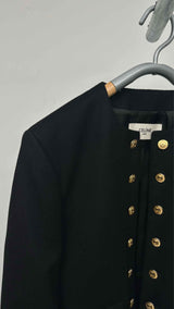 CELINE Collarless Metal-button Wool Blazer Jacket