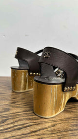 Chanel Chain-detail Ankle-strap Platform Sandals