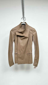 Rick Owens Asymmetrical Knit-hybrid Leather Jacket