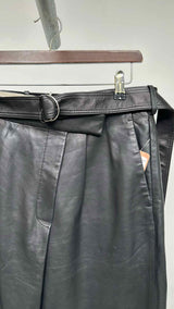 Helmut Lang Belted Leather Wide Shorts