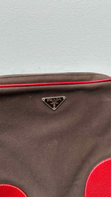 PRADA Leather Canvas Shoulder Bag
