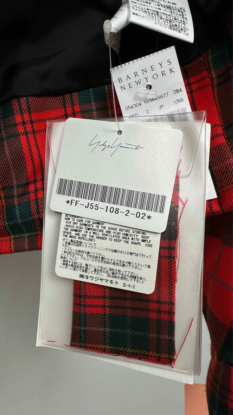 REGULATION Yohji Yamamoto Cropped Plaid Down Jacket