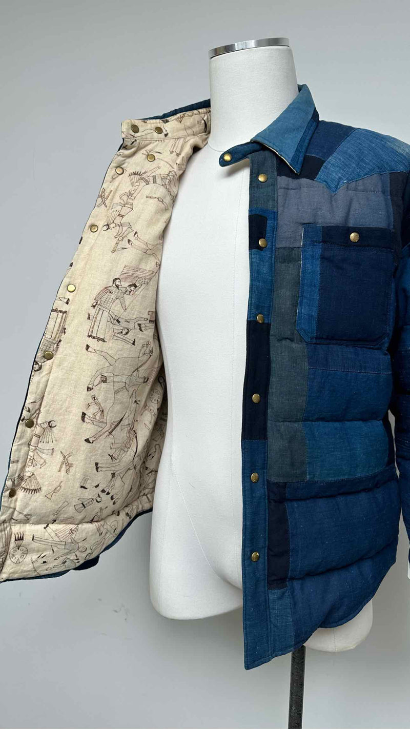 Visvim Denim-patchwork Down Shirt Jacket