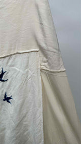 JW Anderson Swallow-embroidered Linen Assymetrical Skirt