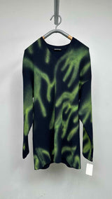 Balenciaga V-Neck Spray-Paint Print Long Sweater